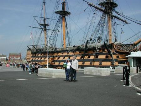 Larry and Wanda with HMS Victory