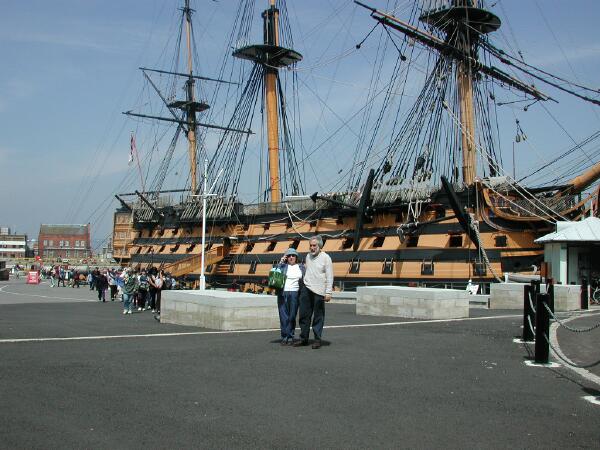 Larry and Wanda with HMS Victory